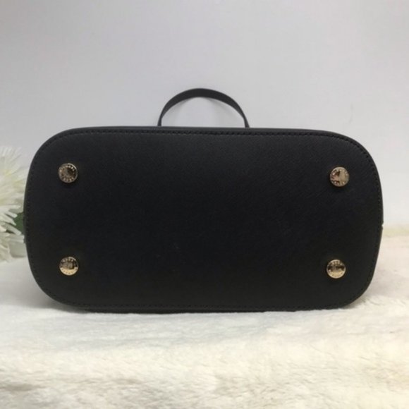 Michael Kors Saffiano Frame Black Leather Tote Bag - Picture 3 of 5